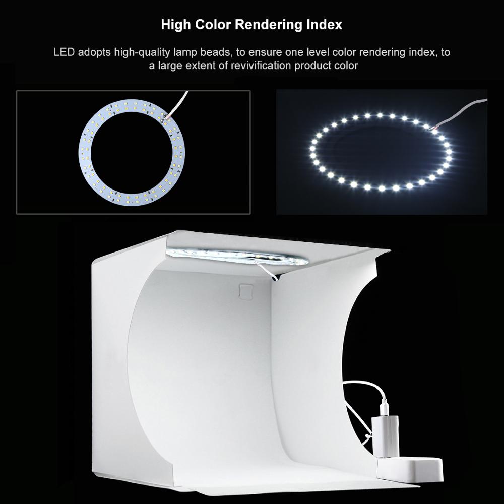 Draagbare Led Ring Licht Foto Product Fotografie Verlichting Doos Tent Studio Schieten Verlichting Luces Led Sieraden Doos Tafel Top Achtergrond