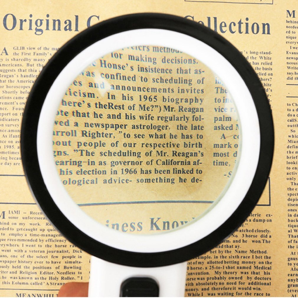 Portable Handheld Magnifiers 30X Optical Glass Magnifying Tool With LED Light Lamp for Reading and Identification
