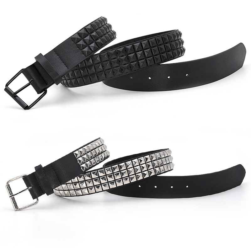 Pyramide Nietengürtel Herren & Damen Nietengürtel Punk Felsen mit Dornschließe Schwarz