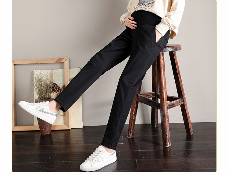 Autumn Maternity Harem Pants Elastic Waist Belly Trousers Clothes for Pregnant Women Autumn Casual Pregnancy: Black / 3XL