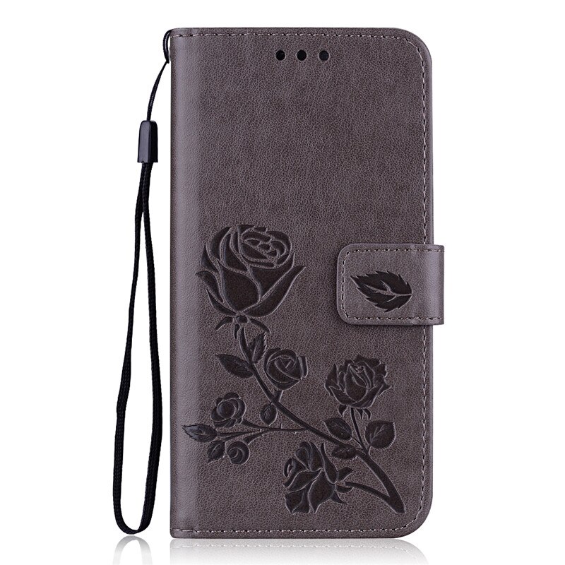 Funda de cuero Rosa flor para Xiaomi Redmi 5A funda con tarjetero Flip Wallet funda para Xiaomi Redmi 5A a5 funda teléfono Capa Coque: Grey