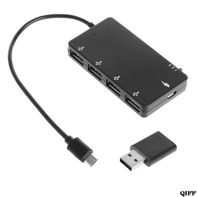 &amp; Micro Usb Otg 4 Port Hub Power Adapter Opladen Kabel Voor Smartphone Tablet APR28