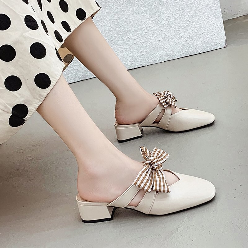 Zomer klassieke muiltjes slippers pu leer outdoor pantoffels platform dames vierkante neus schoenen muiltjes  q770