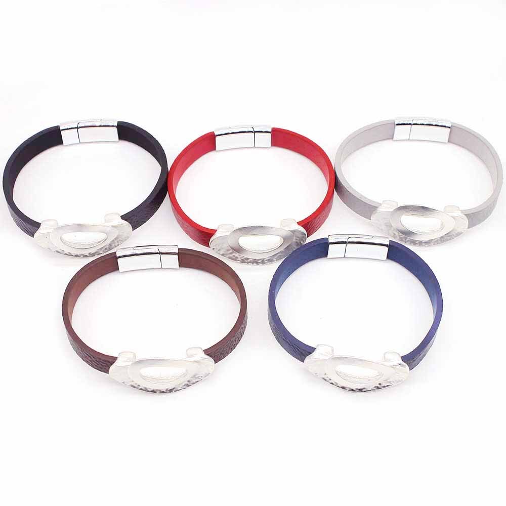 D & D Neo-Gotico Braccialetto di Cuoio di Fascino di Modo per Le Donne Femme Freddo Chiusura braccialetto Bracciali e Braccialetti Magnete metallo