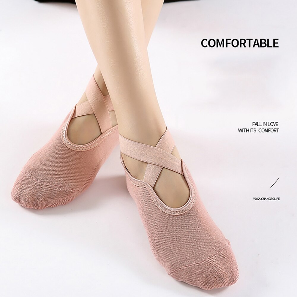 1 paar yoga-socken für damen, gekreuzt, dick bedruckt, atmungsaktiv, rutschfest, fingersocken, geeignet für indoor-fitness, pilates, sport und andere aktivitäten