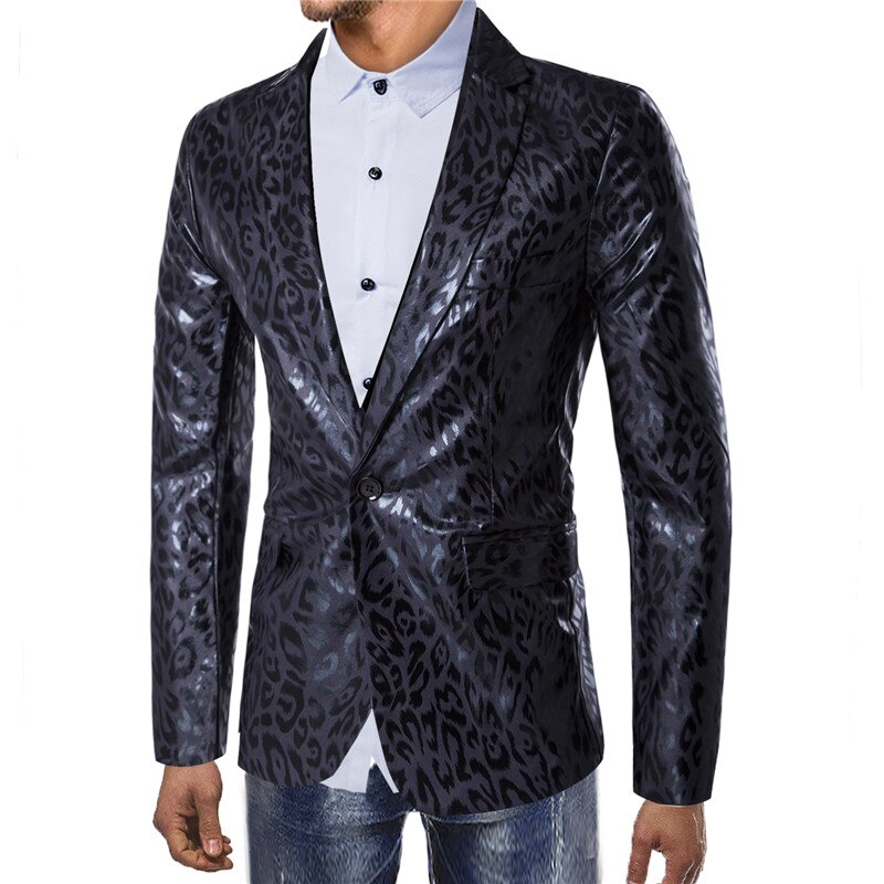 Mode Blazer Mens Casual Leopard Gedrukt Wedding Party Suit Jassen Heren Pak Jassen Kostuums Blazer Masculino XXXL