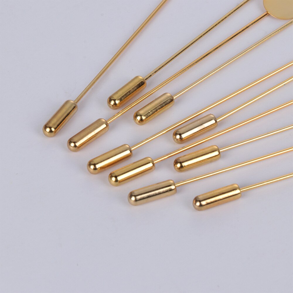 1/10Pcs Gold Silber Farbe Überzogen Simulierte Perle Legierung Kupfer Lange Brosche Pin DIY Revers Kleid Machen Broschen basis Schmuck