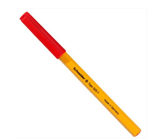 Germany Schneider TOPS 505F ball-point Pen Hexagonal Smooth Atom Pen Yellow Pole Classicsimple Generous Ink Stainless Steel Pen: 05mm red