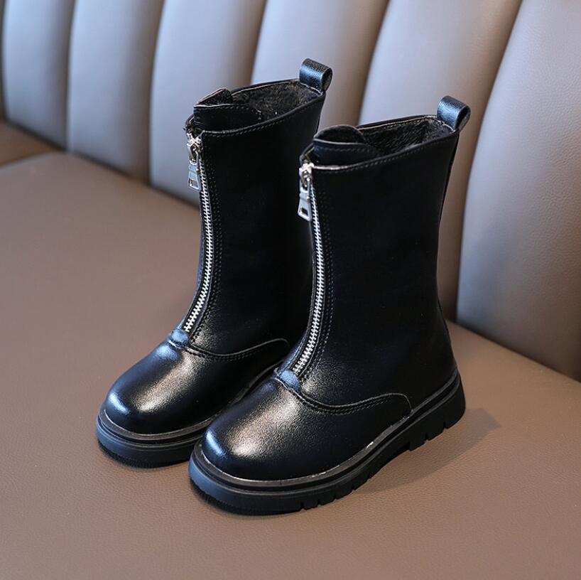 Herbst Winter freundlicher Stiefel Für Mädchen Kühlen Gummi Stiefel Knie-hohe freundlicher Motorrad Stiefel Lange Stiefel Martin stiefel Schwarz