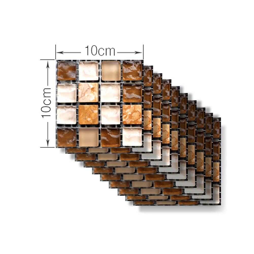 10pcs/set DIY Waterproof Floor Decor PVC Anti-collision Tile Stickers Decal Mosaic Thickened Wall Tile Stickers: B