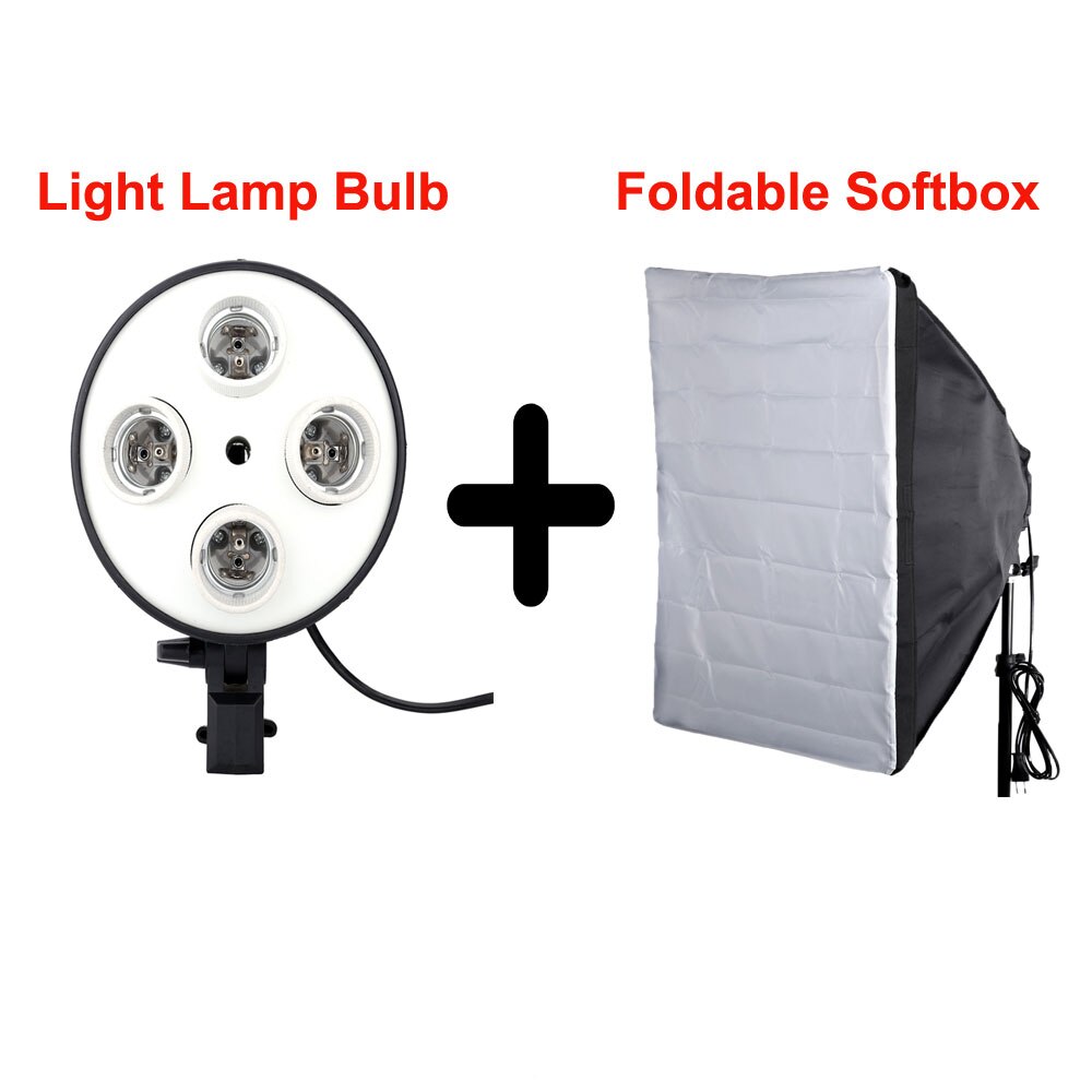 Andoer 4 In 1 E27 Socket Light Bulb Lamp Holder Adapter Voor Foto Video Studio Softbox + Foto Studio opvouwbare Softbox: Lamp with Softbox