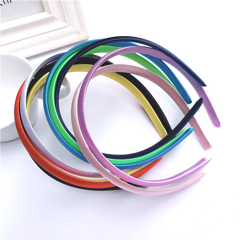 10pcs/lot Satin Covered Headband 12mm Wider Ribbon Hair Hoop Band Base For Hairbands Making Diy Girls Bow Hairwear Accessories
