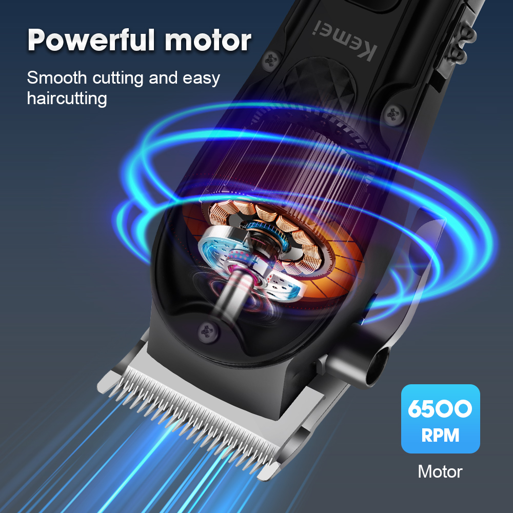 Kemei KM-1071 Electric Hair Clipper UBS Rechargeable Cordless Beard Trimmer Men Powerful Electric Hair Clipper Trimming Tool