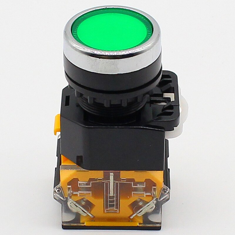22mm momentary Push button switch 1NO+1NC: Green