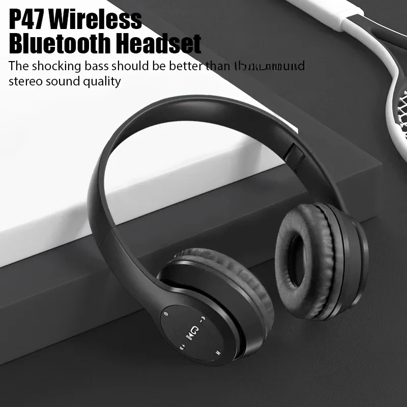 P47 auriculares inalámbricos bluetooth con micrófono auriculares con cancelación de ruido auriculares de sonido estéreo auriculares deportivos para juegos compatibles con PC
