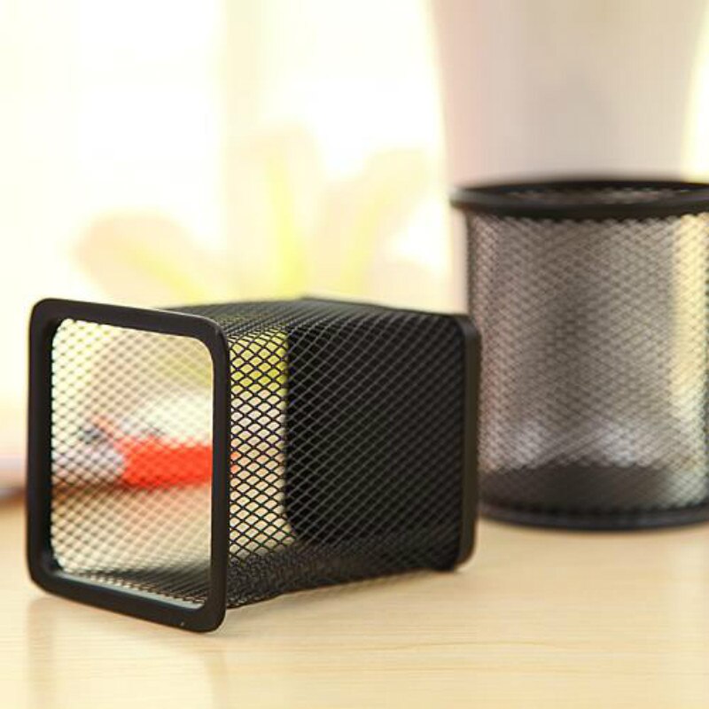 1Pcs Pen Holders Desk Organizer Pen Pencil Holder Storage Tray Desktop Office Metal Mesh Black Hollow Out Container Desktop Tool