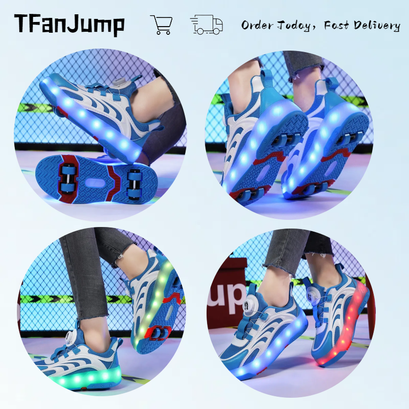 Latest 4 Wheel Roller Skates Sports Parkour Teens Roller Skates Walk Kids Deformation Roller Skates Shoes Children Unisex