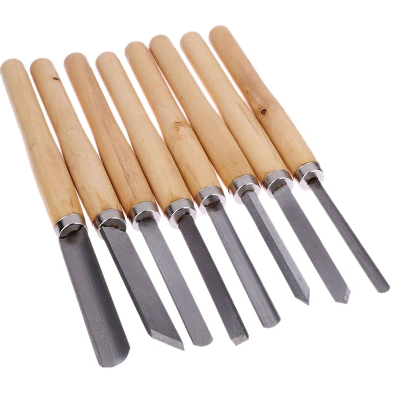 8Pcs/Set Woodworking Carving Chisel Knives Set Turning Tools Wood Craft Gouge Skew Parting Detail Chisel Handle Sculpture Knives: Default Title