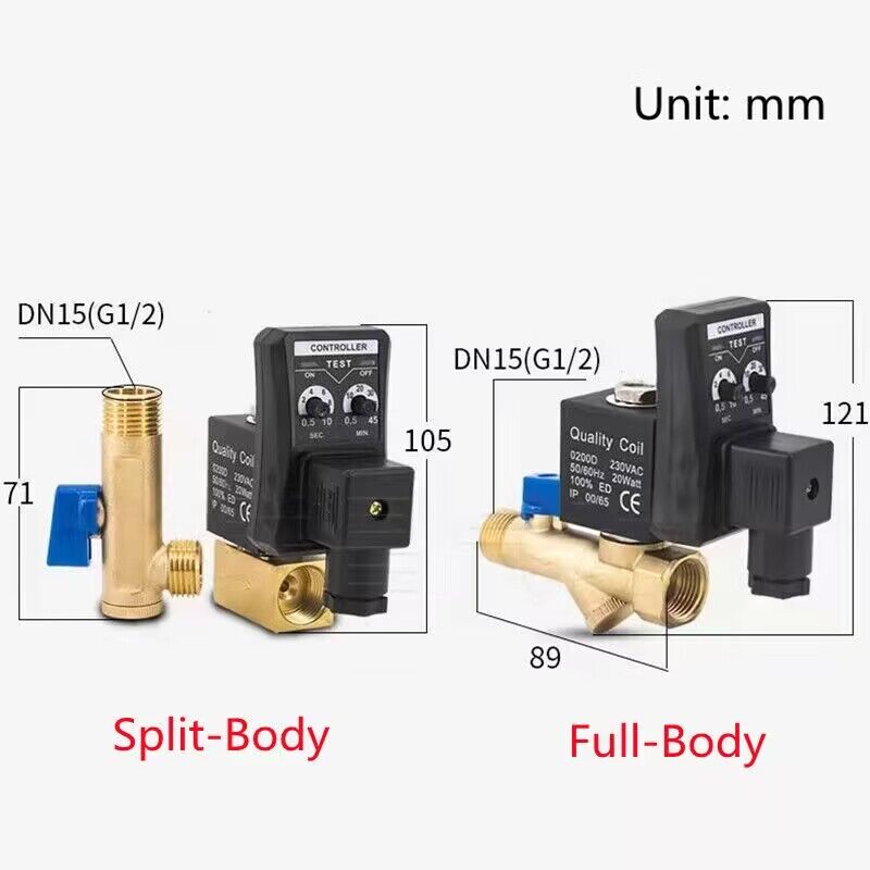 1/2" DN15 Auto drain Valve Air compressor Time Delay Switch Electromagnetic Magnetic Valve Controller AC220V 110V DC24V 12V