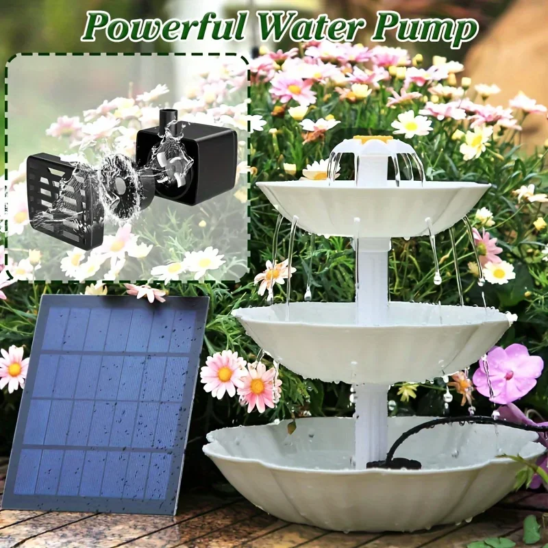 Solar Bird Bath Waterfontein Afneembare DIY Waterlandschapsarchitectuur Fontein Voor Vogelbaden Tuindecoratie, Outdoor Bird Feeder