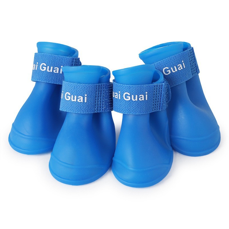 Botas de goma antideslizantes para mascotas, impermeables, para perros pequeños, medianos y grandes, zapatos para exteriores, botines para perros, accesorios para mascotas, 4 Uds.