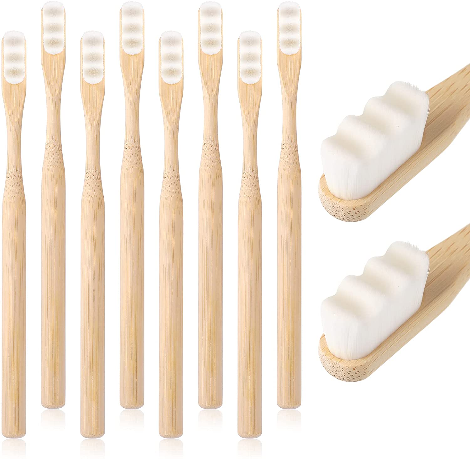1-10pcs Bamboo Toothbrush Extra Soft Bristles 20000 Micro Nano Manual Toothbrushes for Sensitive Teeth Gum BPA-Free Eco-Friendly