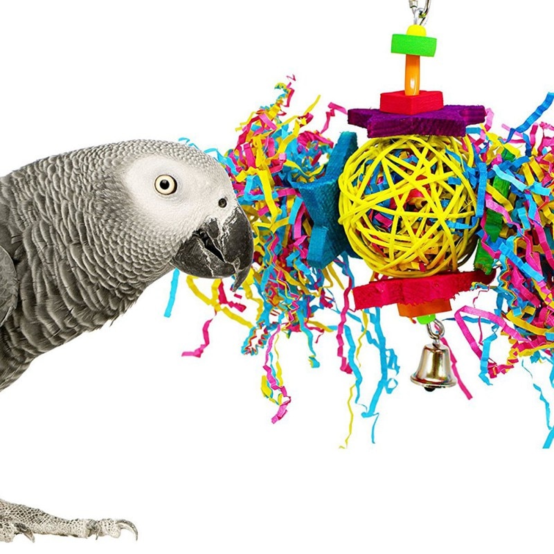 Juguetes Para aves caseras, juguetes para mascotas, loro, juguetes para masticar, estrella de cinco puntas, Bola de ratán Natural, juguete, jaula para pájaros, suministros de decoración de Color al azar