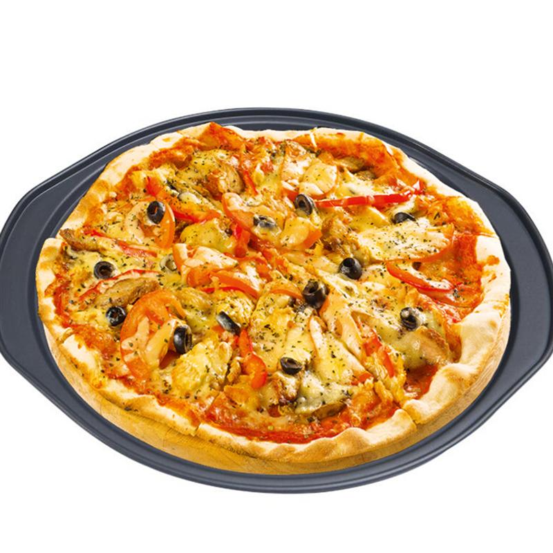 Non-stick pizza stekepanne med hull husholdnings bakeform kake panne bakeware stekeplate for pizza kake (svart)