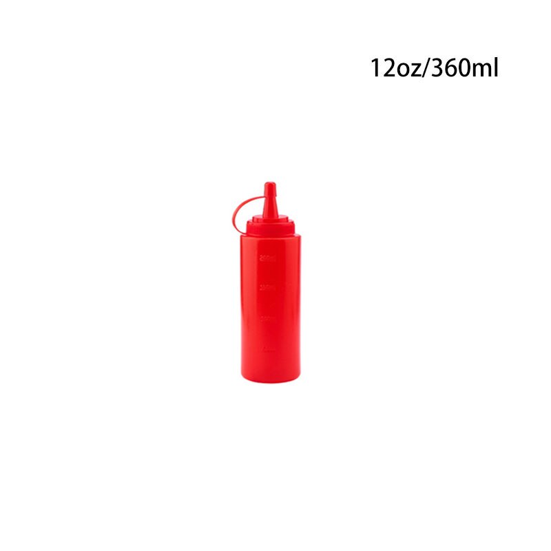 Plastic Naald Neus Salade Dressing Squeeze Fles Ketchup Duurzaam Mosterd Kruiderij Dispenser Flessen Keuken Accessoires: 12 oz (360ml)-Red