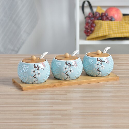 NEWYEARNEW Ceramic Spice Storage Bottles Jars Kitchen Tools Set Japanese-Style Combination Herb Home Wedding: A