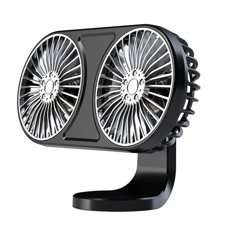 EAFC Car Cooling Fan Double-Head Low Noise 5V USB Electric Car Cooler 360° Rotating Car Air Outlet Dashboard Fan Electrical: black