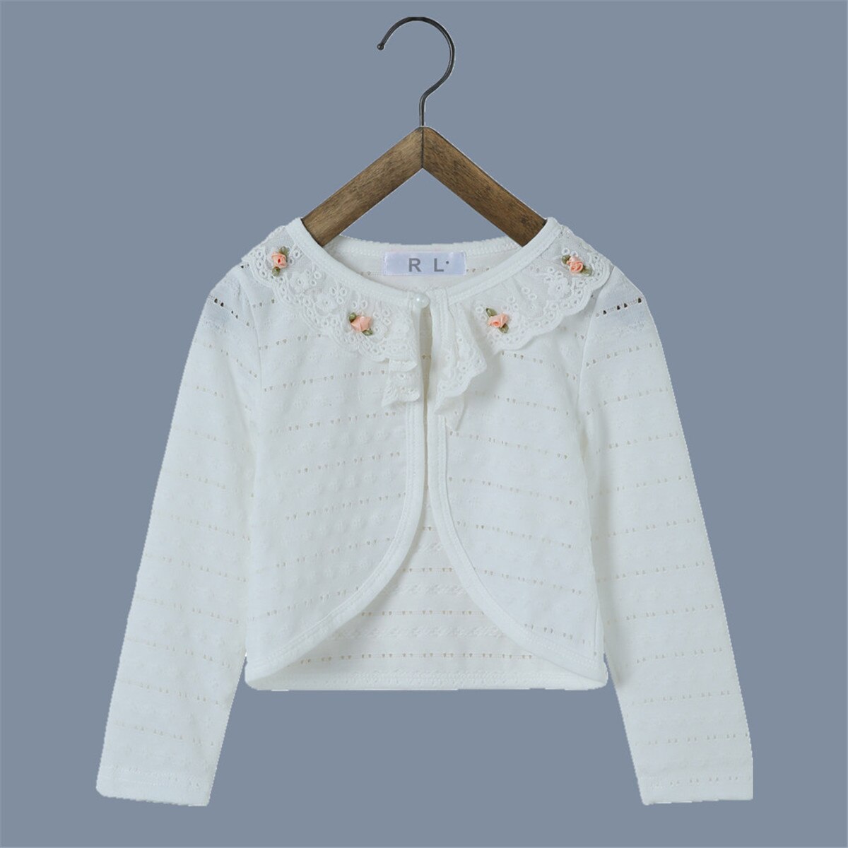 Prendas de Vestir exteriores para niñas pequeñas, 100% de algodón blanco, chaqueta cárdigan, suéter, 1 año, RKC175005,