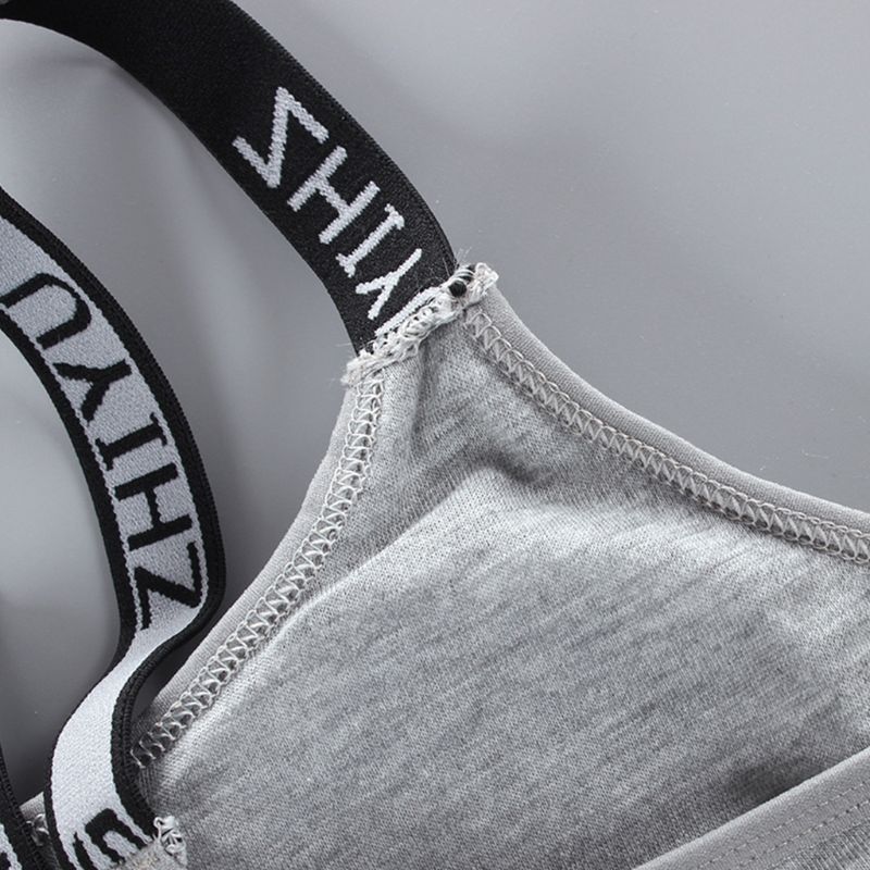Young Girls Cotton Sport Traning Bra Letters Print Elastic Straps Bralette Vest U50F