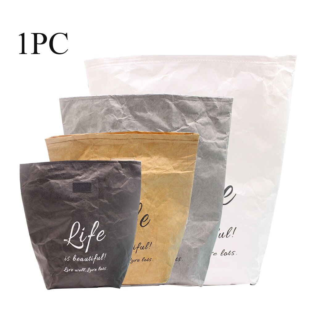 Stor kapacitet genanvendelig brun papirpose skolefoldbar madbeholder vandtæt termisk isolering picnic kontor genanvendelig