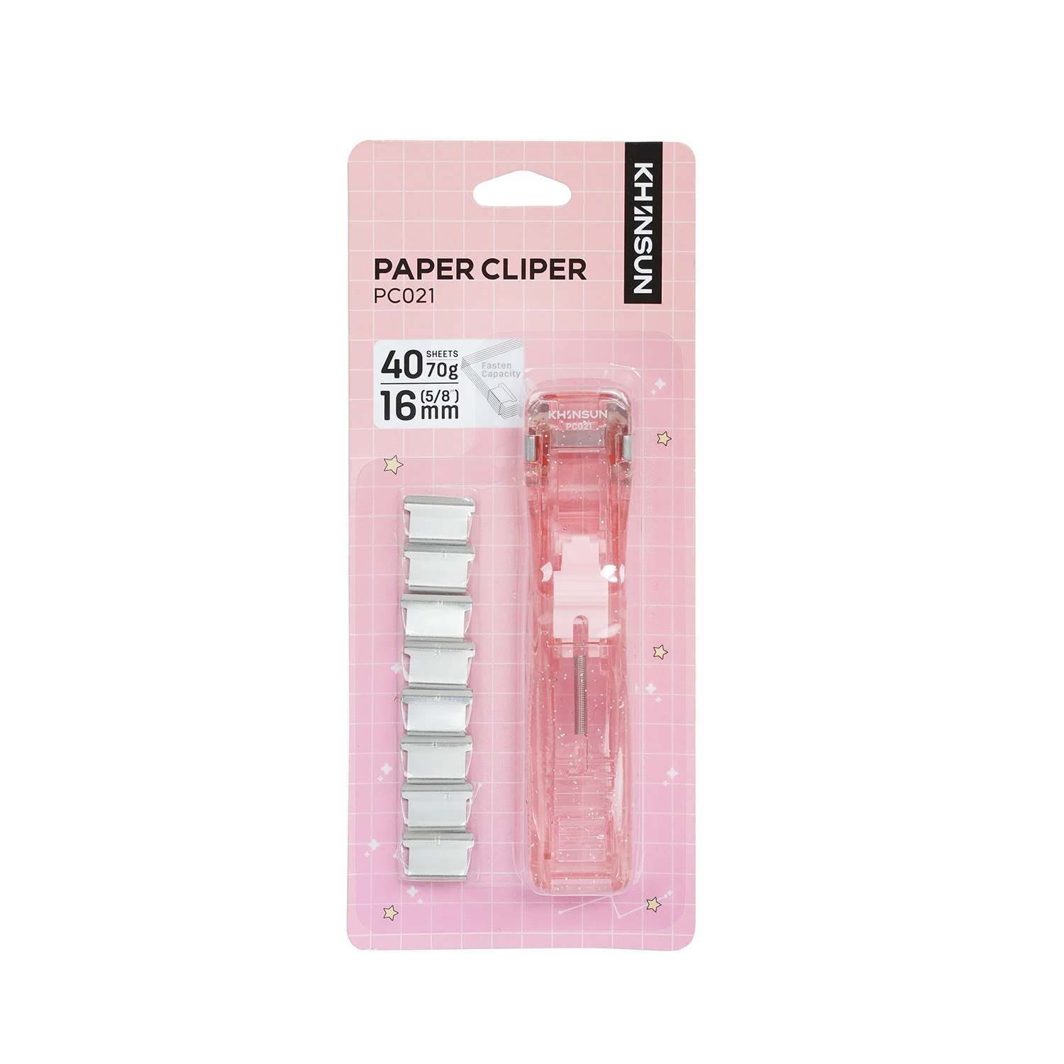 KHINSUN Paper Clipper Staplers Push Clamp File Documents Binding Tool Stapling Machine Paper Clips With Refills Office Supplies: Pink