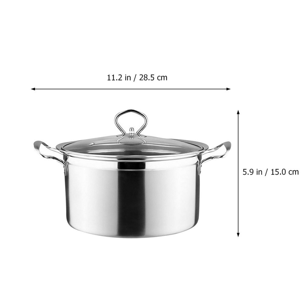 1Pc Induction Cooker Gas Cooker Universal Pot Soup Pot Bottom Stainless Steel Anti - Overflow Anti - Stick Pot(Silver)