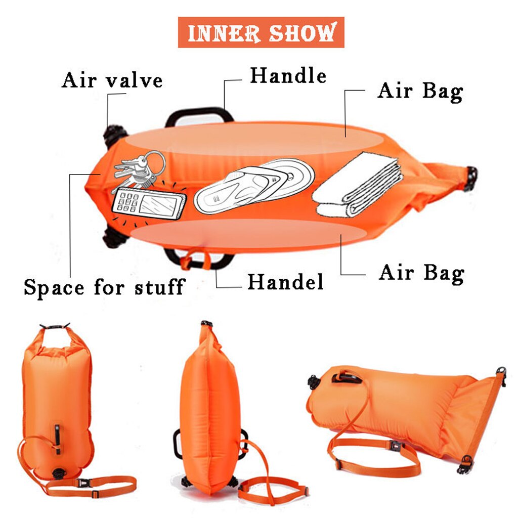Inflatable Flotation Bag Life Swim Buoy PVC Waterproof Dry Bag Swimming Backpack Kayak Fishing Camping Hiking Rucksack
