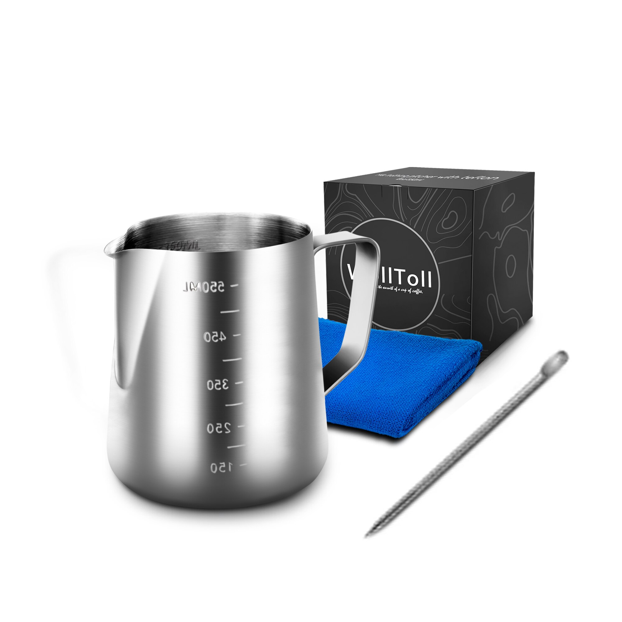 Ruostumattomasta teräksestä valmistettu maidonvaahdotuskannu espresso kahvin höyrytyskannu cappuccino barista craft latte maidonvaahdotin kannu: 550ml