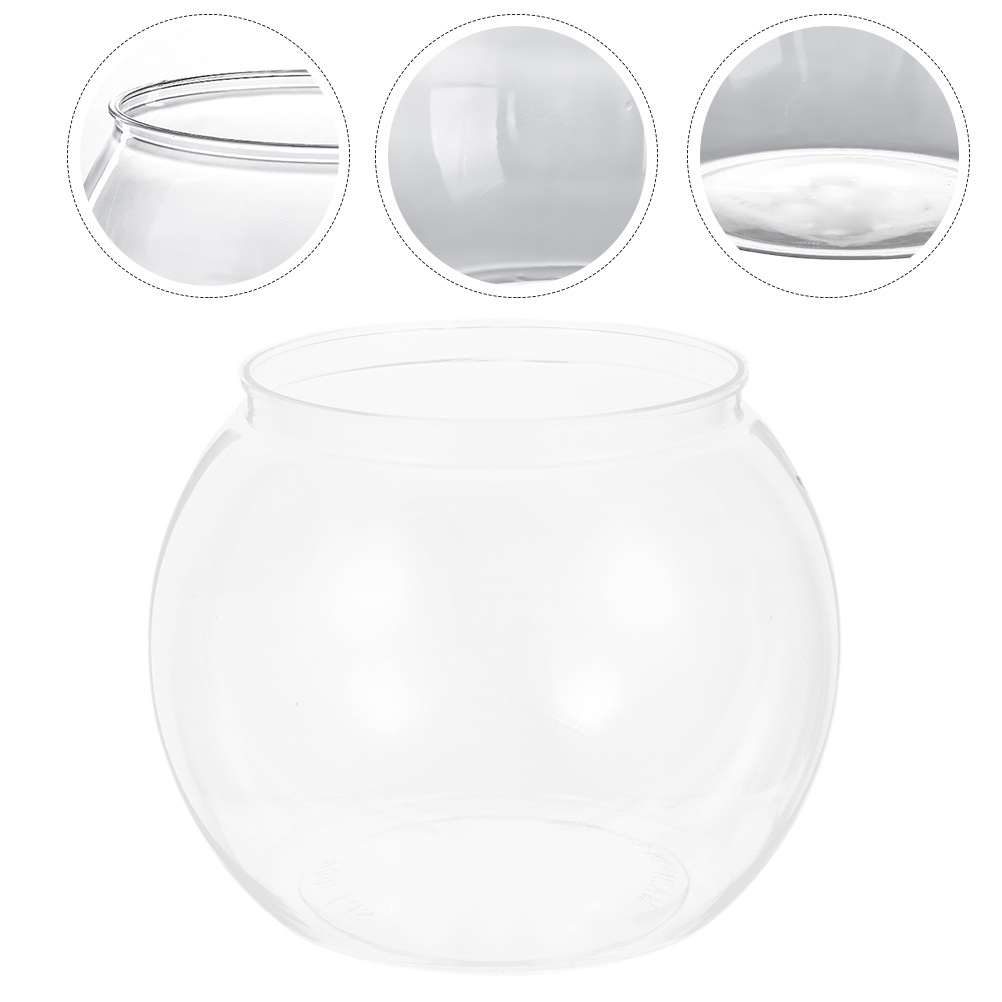 Pecera de plástico transparente para acuario pequeño, pecera redonda de escritorio, pecera dorada para decoración del hogar y la Oficina