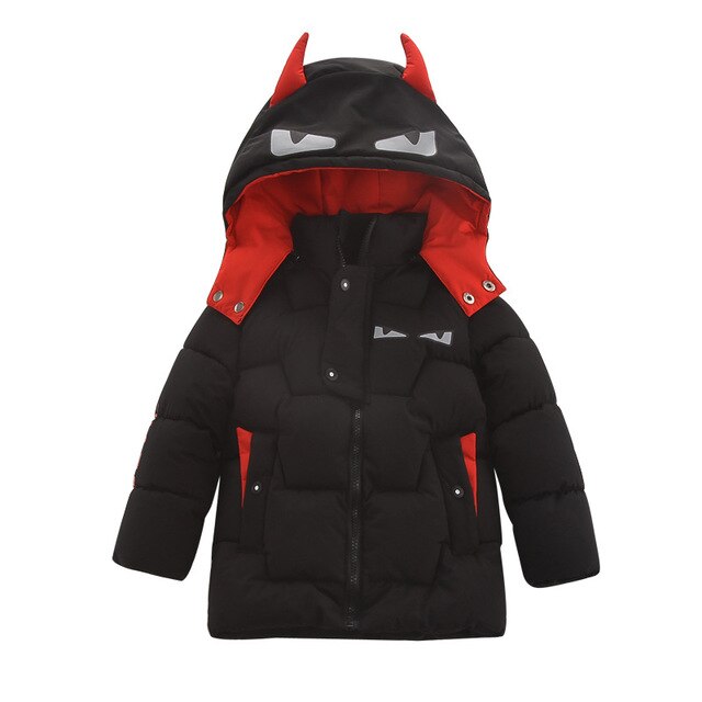 Baby Jongens Winter Warme Jas 1-5T Kleine Kinderen Katoen Gevoerde Capuchon Cartoon Jas Baby Peuter Snowsuit kinderen Uitloper: black / 4T