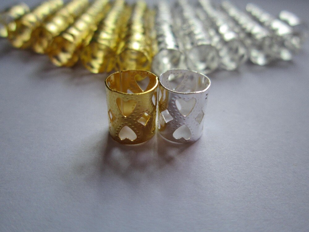 100 stks/partij Golden/Zilver verstelbare Micro haar vlecht dread dreadlock kralen manchetten clips Ringen DIY Accessoires