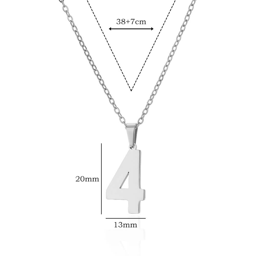 Digitale anhengskjeder for kvinner gullfarget figurnummerhalskjede kragebenkjede premium rustfritt stål smykker krage: Platina belagt