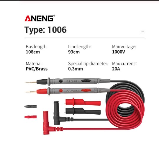 Universal digital 1000v 10a 20a tynd spids nål multimeter multi meter bly sonde wire pen kabel multimeter tester til fluke: Orange