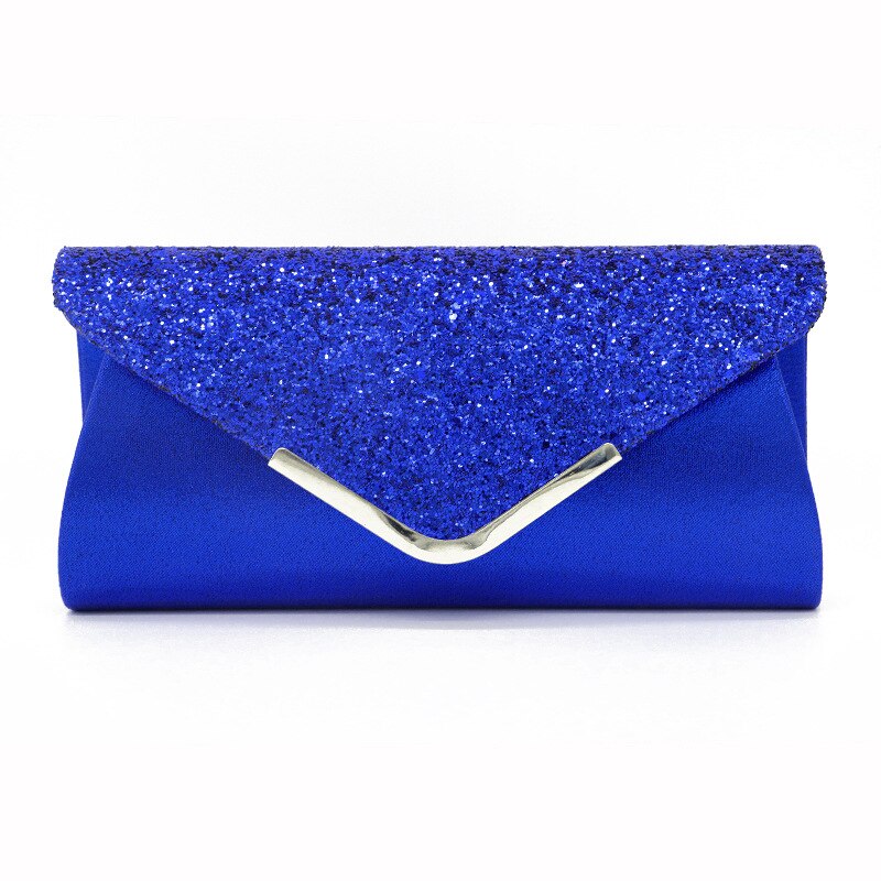 Vrouwen Glitter Shimmer Envelop Dames Pailletten Avond Party Prom Smart Jane Clutch Bag Handtas: Blauw