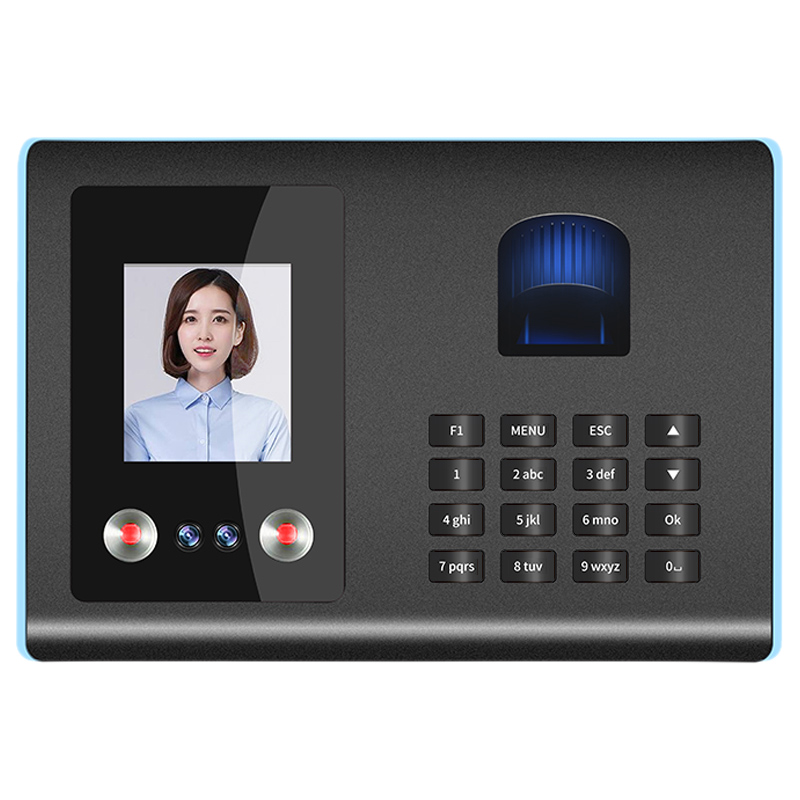 ligent Attendance Machine Face Fingerprint Password Recognition Time Clock for Employees Timeclocks: Black and blue