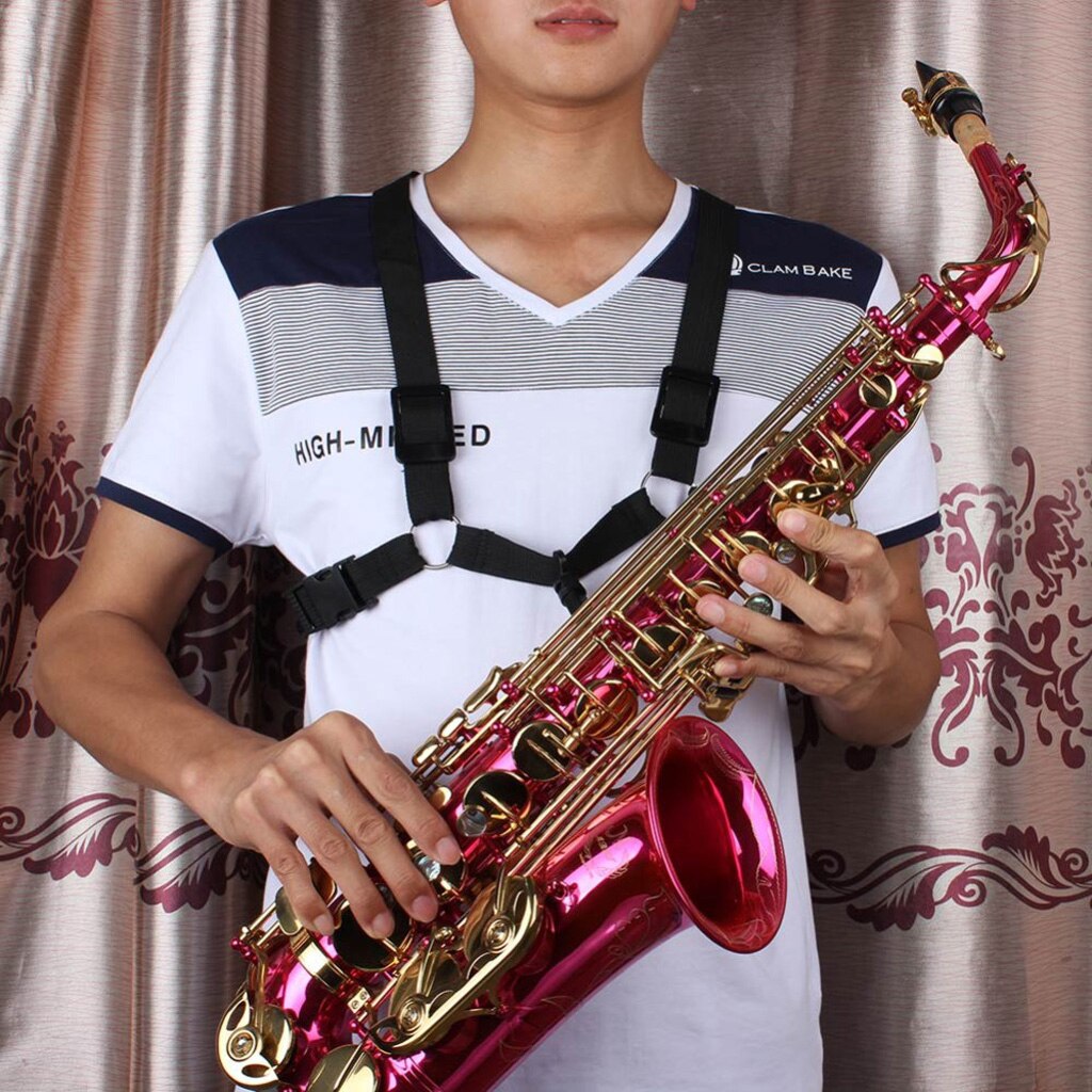 Verstelbare Nylon Tenor Bariton Sax Saxofoon Harnas Schouderband Voor Universele Saxofoons Zwart