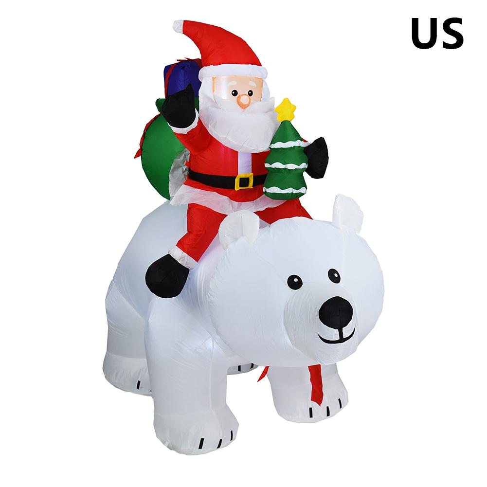 6FT Giant Inflatable Santa Claus Riding Polar Bear Christmas Inflatable Shaking Head Doll Indoor Outdoor Garden Xm as Home Decor: US plug