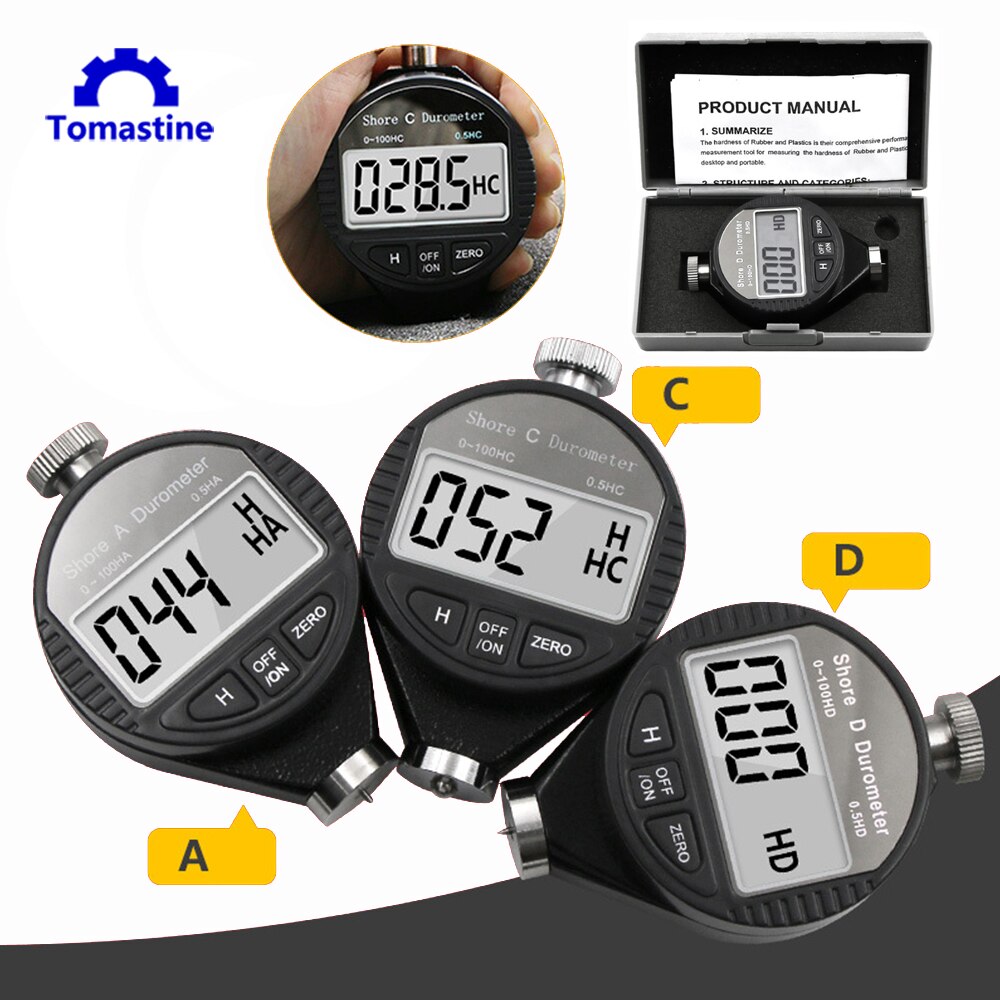 Testeur de dureté duromètre de dureté numérique Shore 0-100 compteur de dureté A/C/D pour mesurer la multi-résine en caoutchouc de cuir en plastique