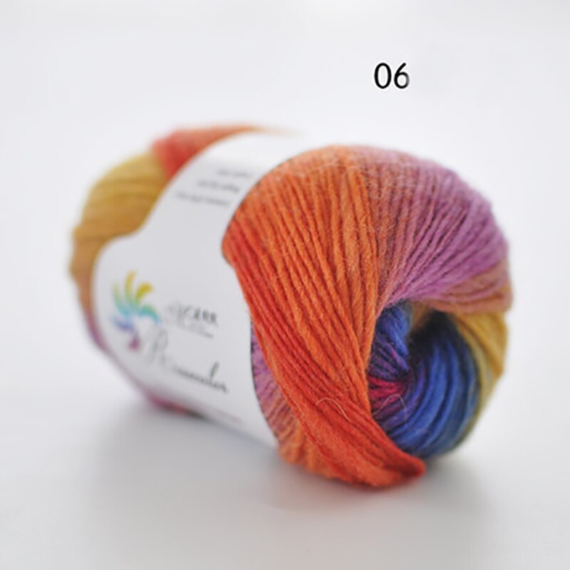 50g/ball Dik Sectie geverfd Regenboog Garen 100% Zuivere Wol Garen voor DIY Hand Breien Gehaakte Sjaal sjaal Draad XD003: N06