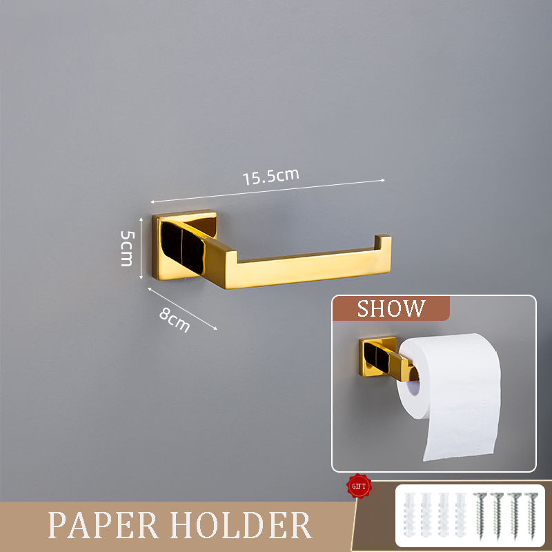 Gepolijste Gouden Badkamer Hardware Set Accessoires Haak Handdoek Bar Toiletpapier Houder Handdoek Ring Badhanddoek Houder Badkamer Set